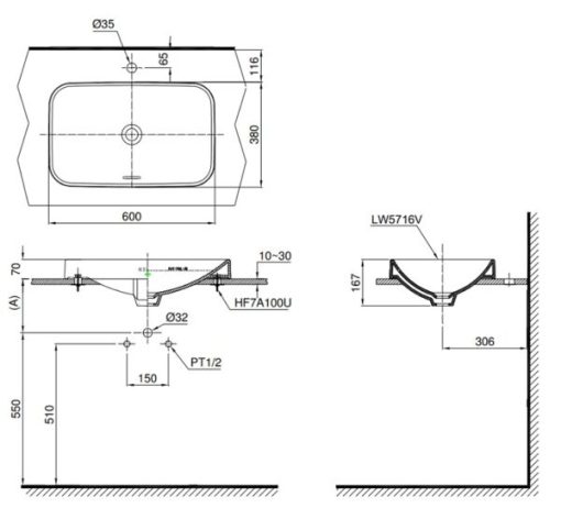 Chậu lavabo TOTO LT5716, đặt bàn - 3