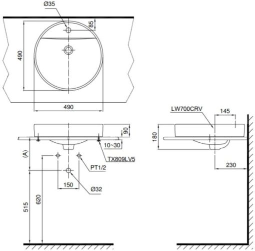 Chậu rửa lavabo đặt bàn TOTO LT700CT - 3