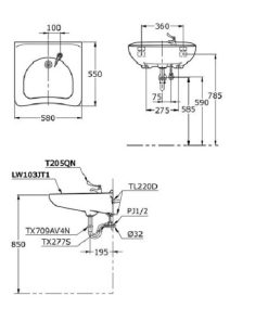 Chậu rửa lavabo TOTO LW103JT1 - 6 Chậu rửa lavabo TOTO LW103JT1 - 5