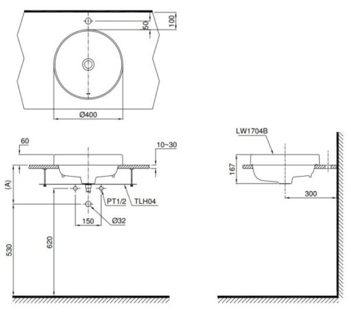 Chậu rửa lavabo đặt bàn TOTO LW1704B - 3