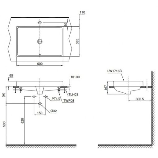 Chậu rửa lavabo đặt bàn TOTO LW1716B - 3