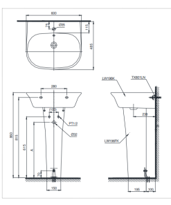 Chậu rửa lavabo TOTO LW196K/LW196FK - 5