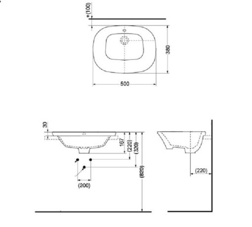 Chậu rửa lavabo bán âm TOTO LW198B - 3