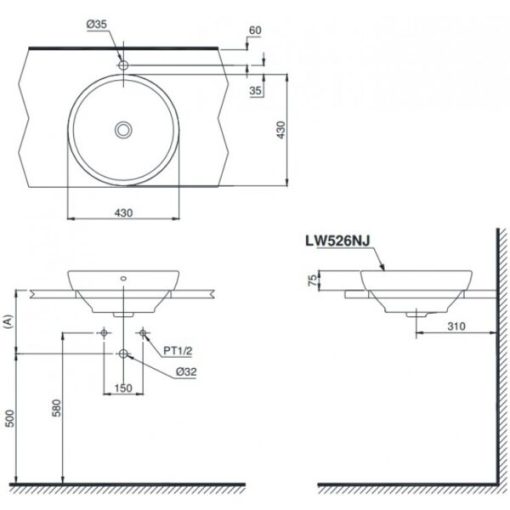 Chậu rửa lavabo đặt bàn TOTO LW526NJ - 3