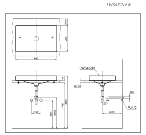 Chậu rửa lavabo đặt bàn TOTO LW645JNW/F - 3
