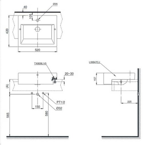 Chậu rửa mặt TOTO LT647CR – Bán âm bàn - 3
