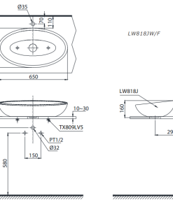 Chậu rửa lavabo đặt bàn TOTO LW818JW/F - 6
