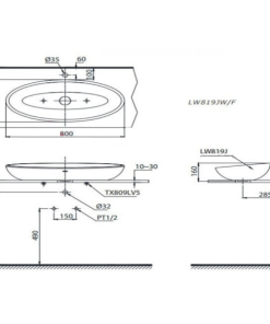 Chậu rửa lavabo đặt bàn TOTO LW819JW/F - 6