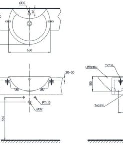 Chậu rửa lavabo bán âm TOTO LW824CJW/F - 7 Chậu rửa lavabo bán âm TOTO LW824CJW/F - 6