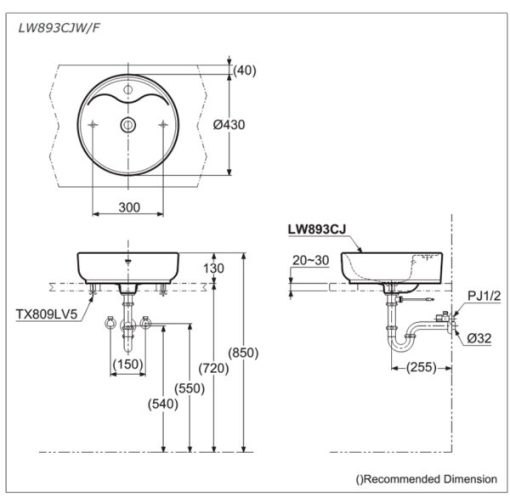 Chậu rửa lavabo đặt bàn TOTO LW893CJW/F - 3