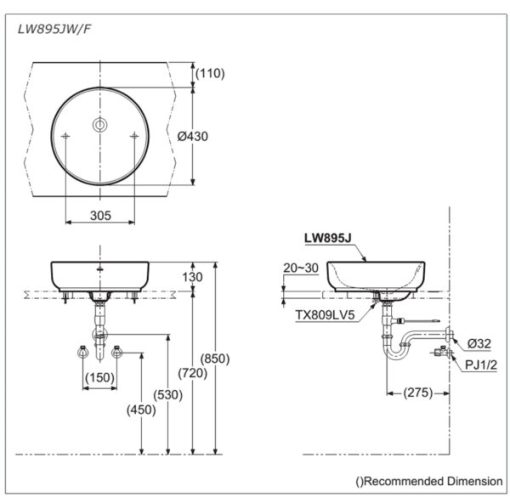 Chậu rửa lavabo đặt bàn TOTO LW895JW/F - 3