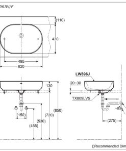Chậu rửa lavabo đặt bàn TOTO LW896JW/F - 7 Chậu rửa lavabo đặt bàn TOTO LW896JW/F - 6