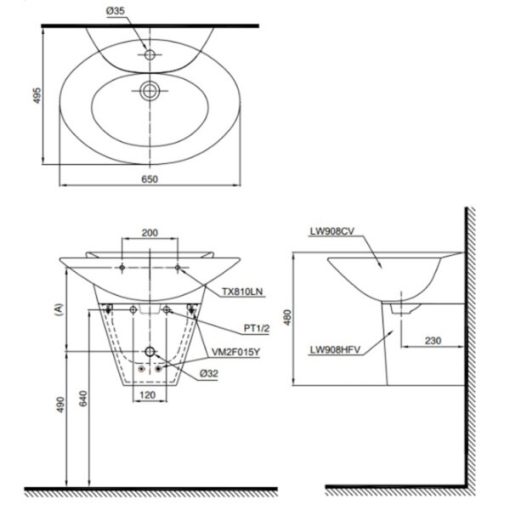 Chậu rửa lavabo TOTO LW908CKS - 3