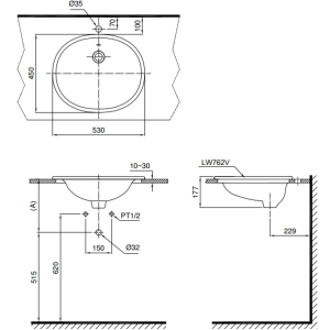 Chậu rửa lavabo dương vành TOTO L762 - 5