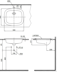 Chậu rửa lavabo dương vành TOTO L763 - 6