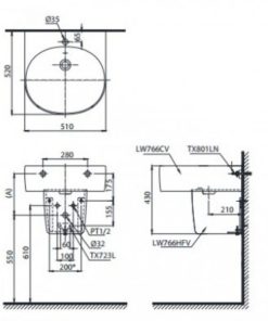 Chậu rửa lavabo TOTO LHT766CR - 6