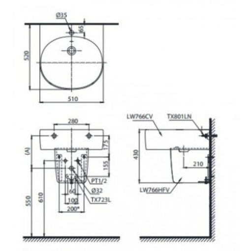 Chậu rửa lavabo TOTO LHT766CR - 3
