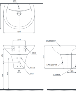 Chậu rửa lavabo TOTO LHT828C - 6 Chậu rửa lavabo TOTO LHT828C - 5