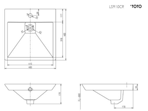 Chậu rửa lavabo đặt bàn TOTO LS910CR - 3