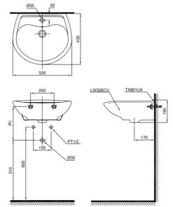 Chậu rửa lavabo TOTO LT300C - 5