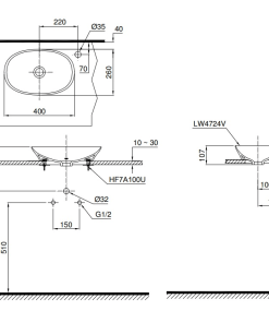 Chậu rửa lavabo đặt bàn cao cấp TOTO LT4724 - 6