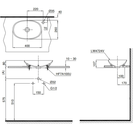 Chậu rửa lavabo đặt bàn cao cấp TOTO LT4724 - 3