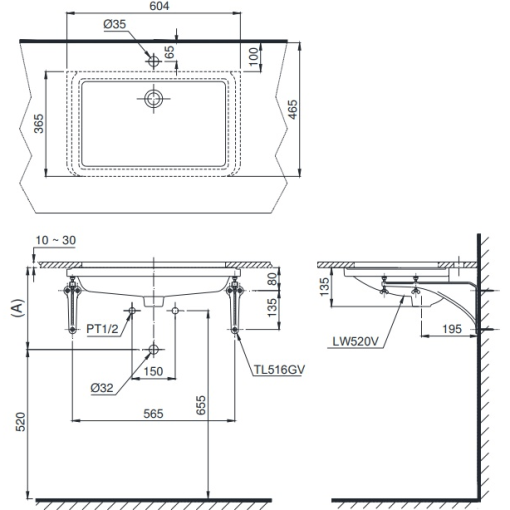 Chậu âm bàn TOTO LT520T - 3