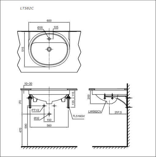 Chậu rửa lavabo âm bàn TOTO LT582C - 3