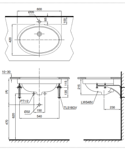 Chậu rửa lavabo âm bàn TOTO LT548 - 5