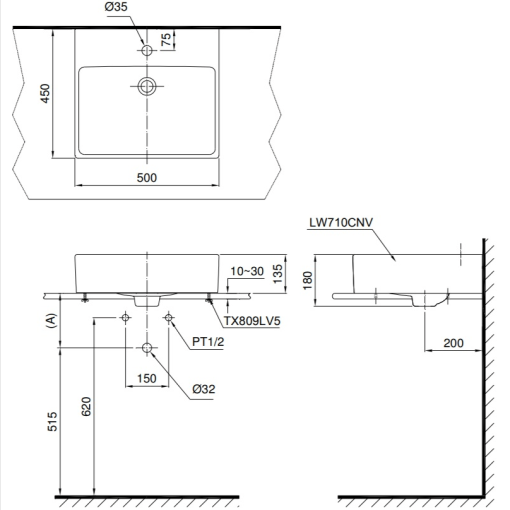 Chậu rửa lavabo đặt bàn TOTO LT710CT - 3