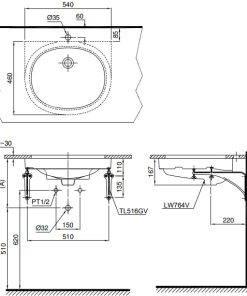 Chậu rửa lavabo âm bàn TOTO LT764 - 7 Chậu rửa lavabo âm bàn TOTO LT764 - 6