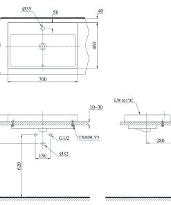 Chậu rửa lavabo đặt bàn TOTO LW1617C - 6