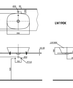 Chậu rửa lavabo đặt bàn TOTO LW190K - 7 Chậu rửa lavabo đặt bàn TOTO LW190K - 6