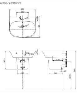 Chậu rửa lavabo TOTO LW196K/LW196HFK - 6 Chậu rửa lavabo TOTO LW196K/LW196HFK - 5