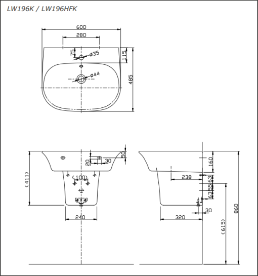 Chậu rửa lavabo TOTO LW196K - 3