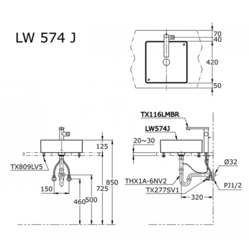 Chậu rửa lavabo đặt bàn TOTO LW574JW/F - 3