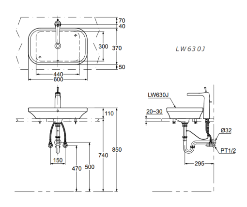 Chậu rửa lavabo đặt bàn TOTO LW630JW/F - 3