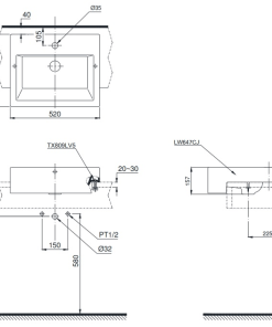 Chậu rửa lavabo bán âm TOTO LW641NCJW/F - 7 Chậu rửa lavabo bán âm TOTO LW641NCJW/F - 6