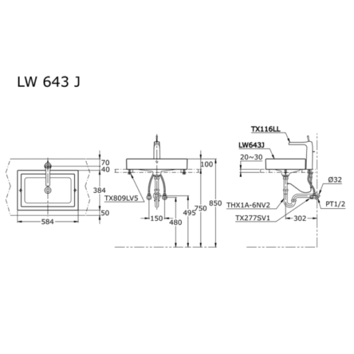 Chậu rửa lavabo đặt bàn TOTO LW643JW/F - 3