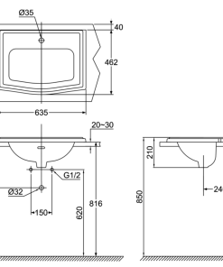 Chậu rửa lavabo dương vành TOTO LW781CJ - 7 Chậu rửa lavabo dương vành TOTO LW781CJ - 6