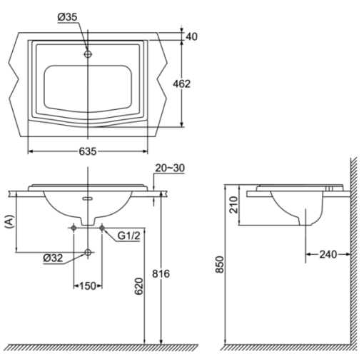 Chậu rửa lavabo dương vành TOTO LW781CJ - 3