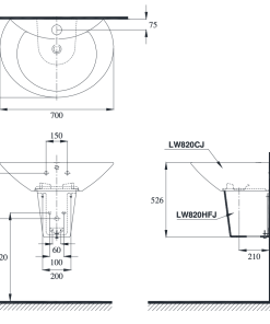 Chậu rửa lavabo TOTO LW820CJ - 5