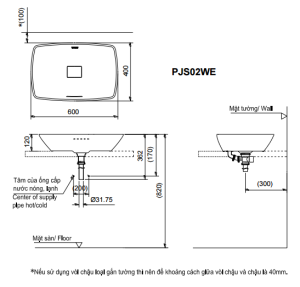 Chậu rửa lavabo đặt bàn TOTO PJS02WE#MW - 5