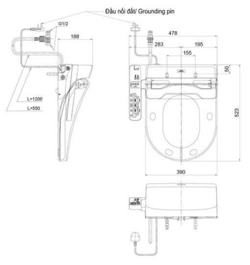Nắp rửa điện tử TOTO TCF6632A – 220V - 3