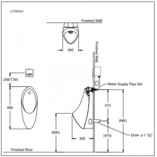 Bồn tiểu nam treo tường Toto UT904HR - 3
