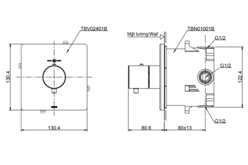 Van điều chỉnh nhiệt độ TOTO TBV02401B/TBN01001B - 3