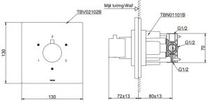 Van chuyển hướng TOTO TBV02102B – Cho sen nhiệt độ - 5