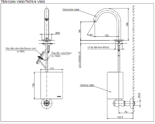 Vòi cảm ứng TOTO TEN12ANV900/TN78-9V900/TVLF405 - 3