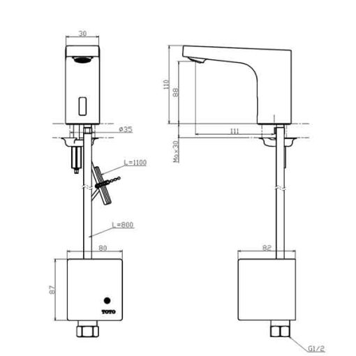 Vòi cảm ứng nước lạnh Toto TTLA102/TTLE101B2L/TX709AV6 - 3
