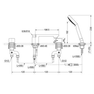 Vòi xả bồn kèm sen tắm nóng lạnh TOTO DB242C - 5